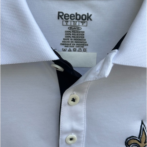 Reebok Mens New Orleans Saints Embroidered White Short Sleeve Polo Small - Picture 4 of 5